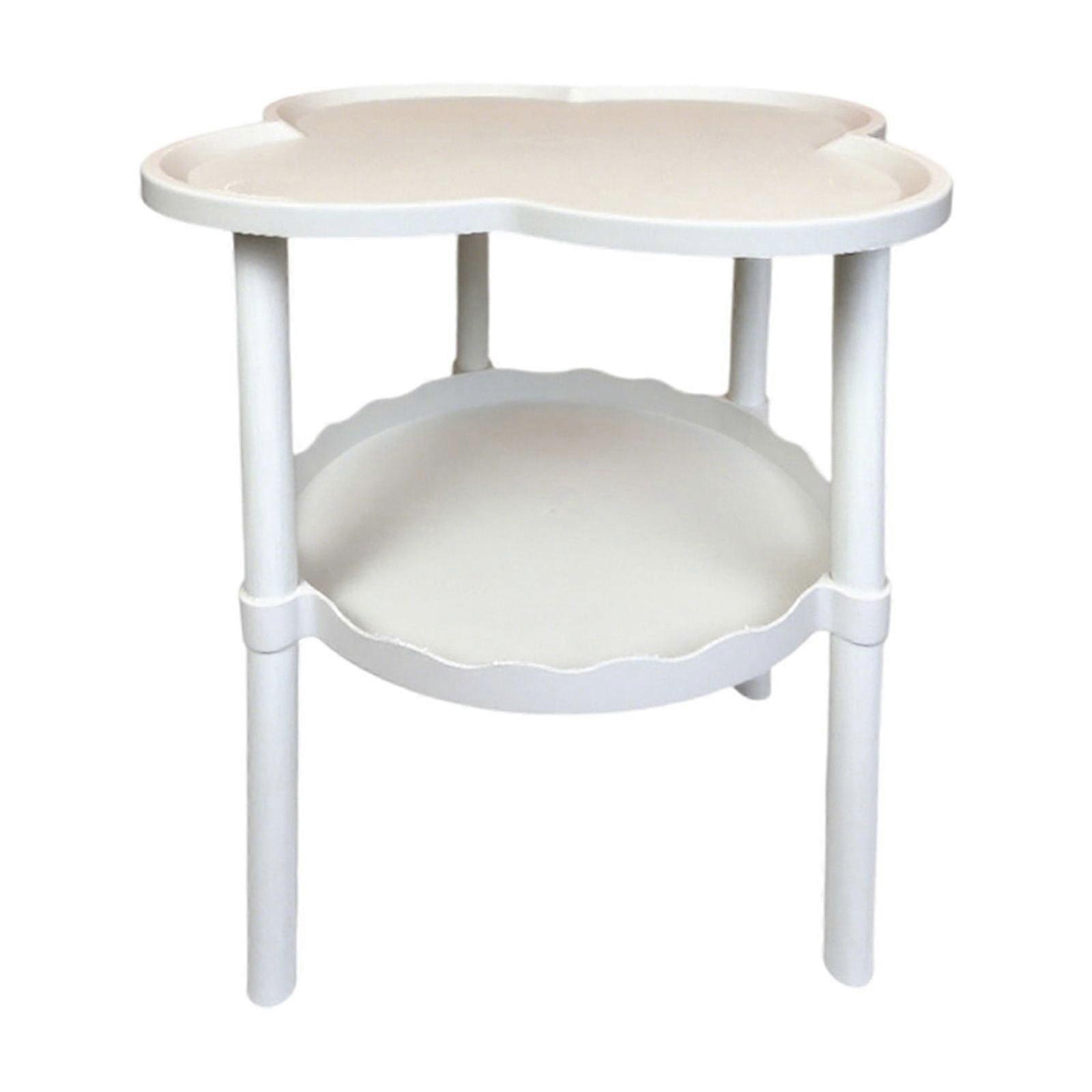 YFTDEF Small Coffee Table, Movable Bedside Table, Double-Layer Storage, 19.29x14.96", White