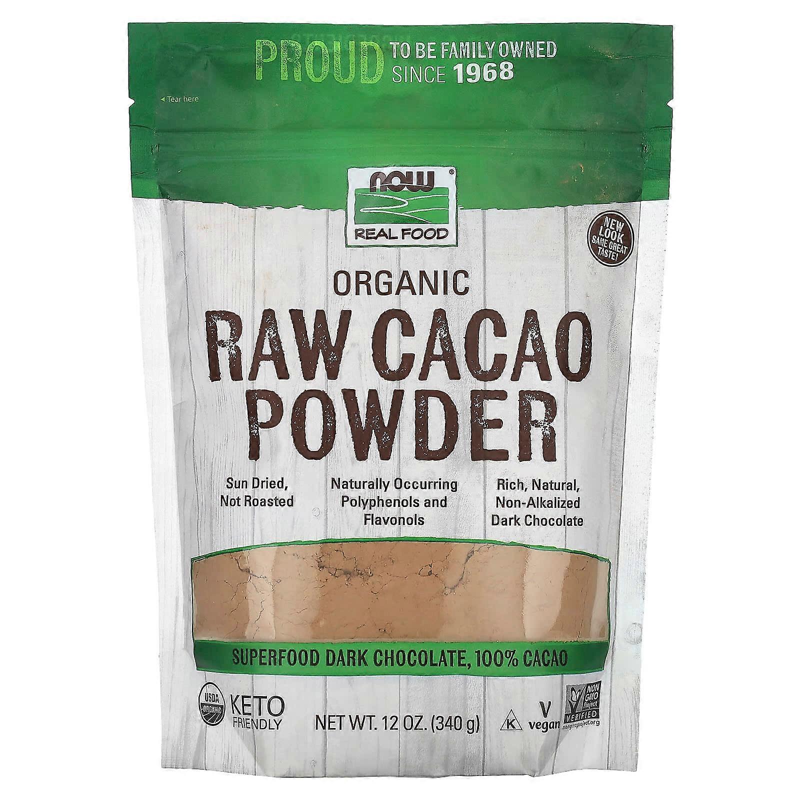 NOW Foods, Real Food, Biologische Rauwe Cacao Poeder, 12 oz (340 g)