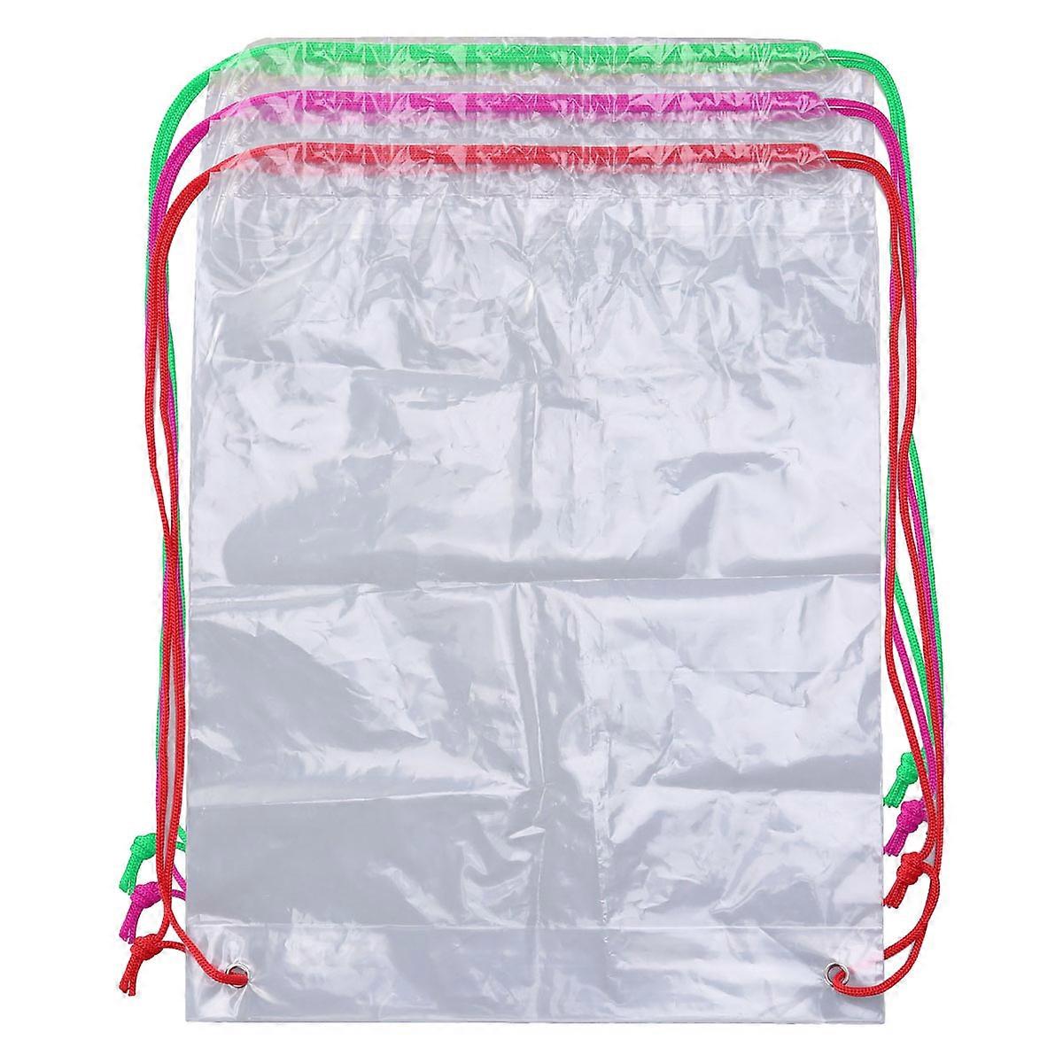 Clear Drawstring Bag Rectangular Shape For Office Use Student Use Lunch Bag Cotton Material Holds Various Items 1Set