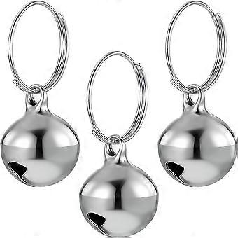 3er-Pack silberne Hundehalsbandglocken, Haustierglocken für Hunde, Katzen und Welpen, Metall-Hängeglocken mit Ring, Edelstahl-Anti-Verlust-Trainingsglocke, Halsband-LoudBel