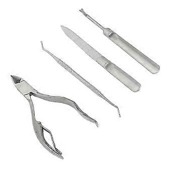 4stk Cuticle Nipper sæt med negleløfter Dead Skin Fork Nail File Professional Rustfrit stål manicure værktøjer