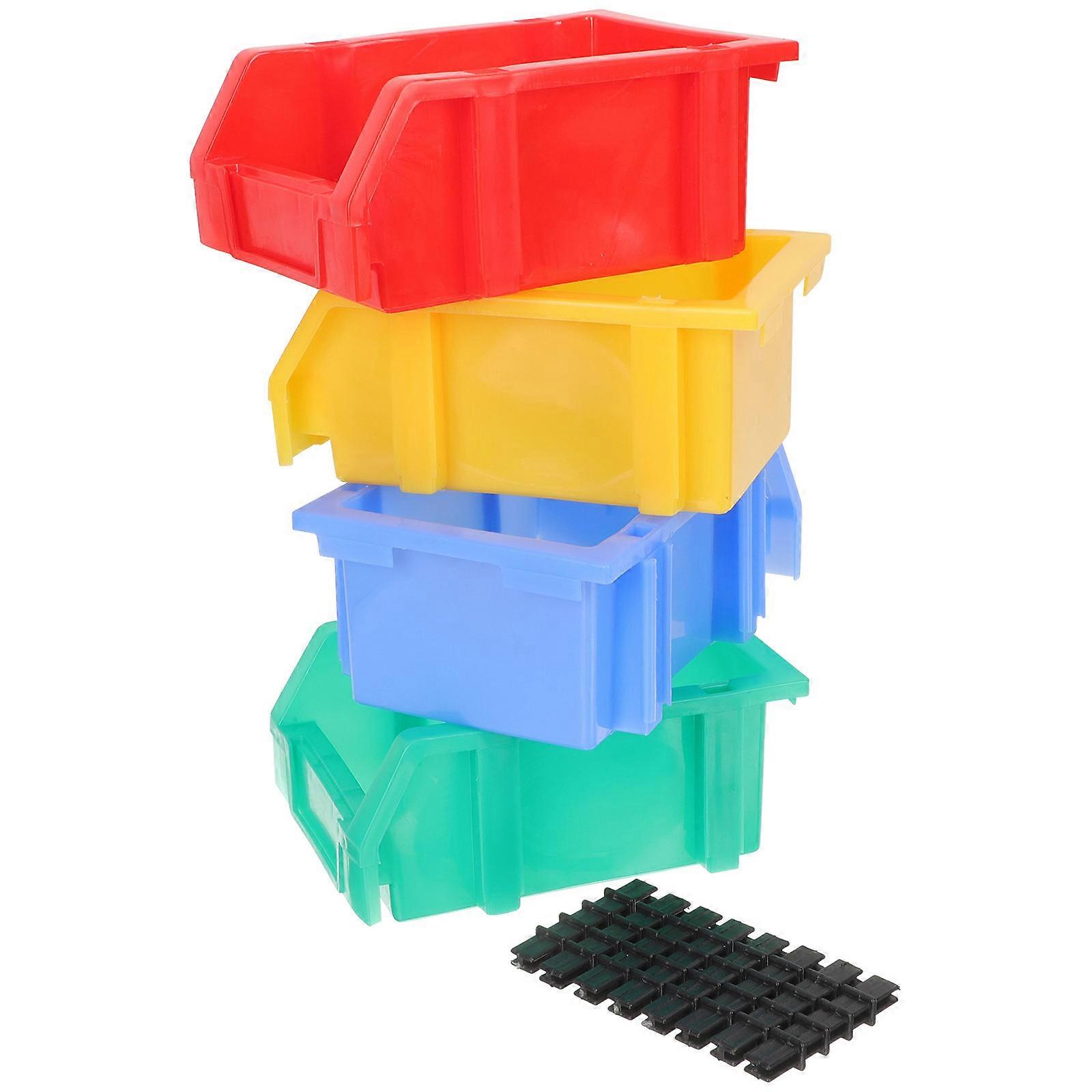 Plastic Nesting Shelf Bin Boxes for Storage 1Set Assorted Color Design