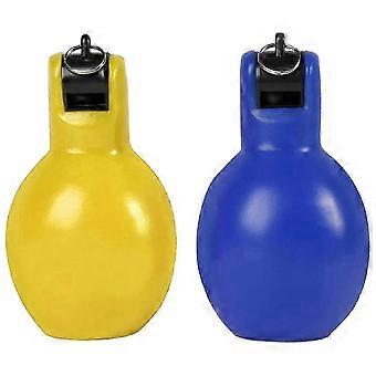 2-Pack Loud Hand Squeeze Whistles for Sports, Hiking & Outdoor Activities - Yellow & Red Safety Whistles