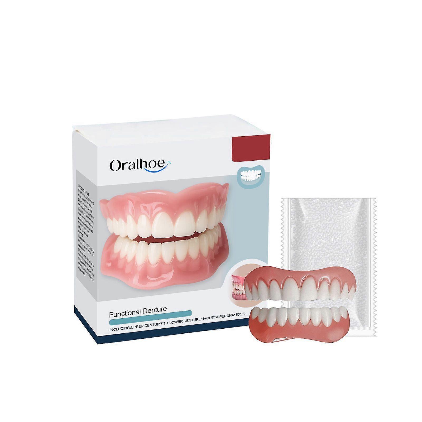 Functional Upper & Lower Denture Set with Adhesive