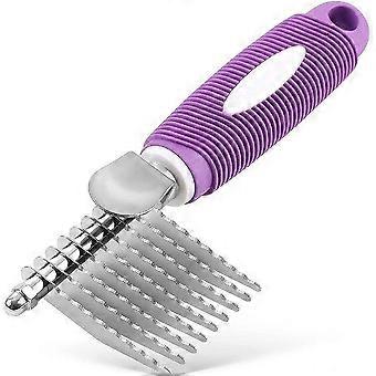 Premium Pet Fur Rake Comb Brush Tool for Long Hair - Dematting, Tangle Removal for Dogs, Cats, Horses & Rabbits