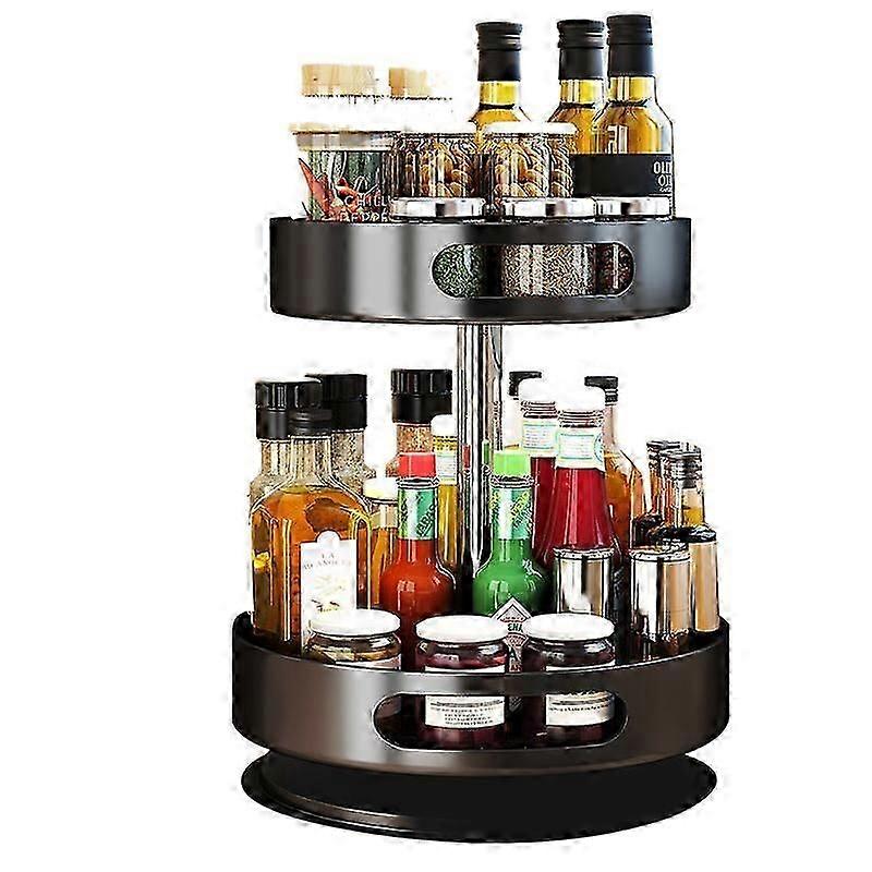 2 Tier Round Metal Turntable Rotatable Spice Rack