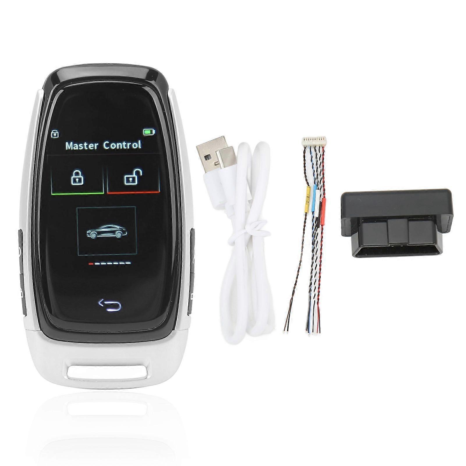 Car Smart LCD Key Touch Screen Bluetooth 5.0 Connection Keyless Entry Smooth Touch for One Button Start Models Silver