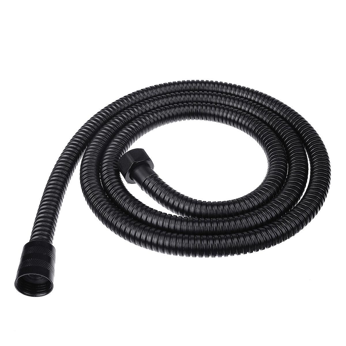 1.5M Black Stainless Steel Bathroom Shower Hose Handheld Water Pipe Fittings Shower Head Hose Replacement G1/2 Connection W/ Double Buckles