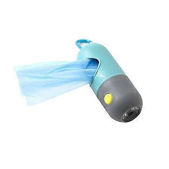 Dog Poop Bag Dispenser For Leash With Built-in Light And Metal Clip, Poop Bagblue