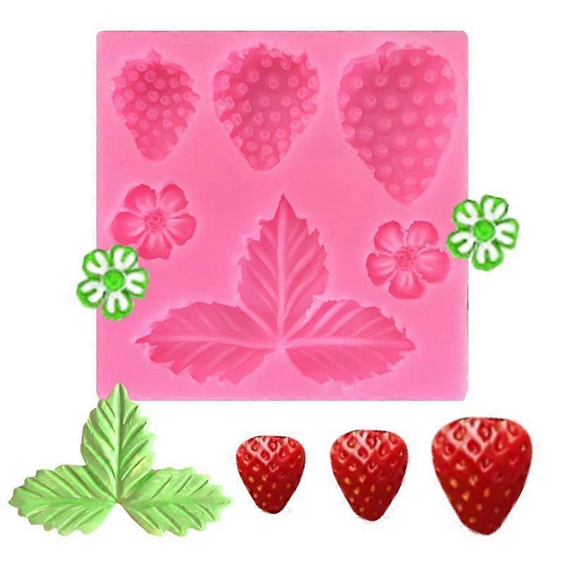 Strawberry, Leaf & Flower Silicone Mold for Cake Decorations