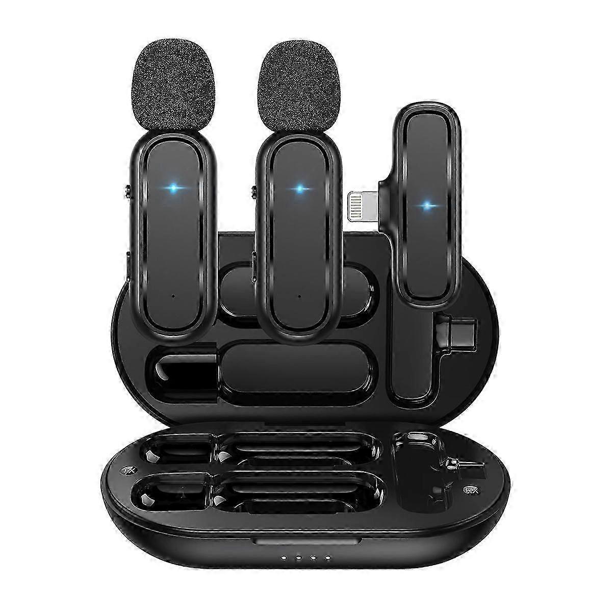 Wireless Lavalier Microphone with Charging Case for iPhone iPad Lightning Devices