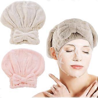 2 Pack Microfiber Hair Drying Caps Hair Drying Towel Super Absorbent Hair Towel Wrap Fast Drying Hair Turban Wrap Towels Soft Quick Drying Hat for Wom
