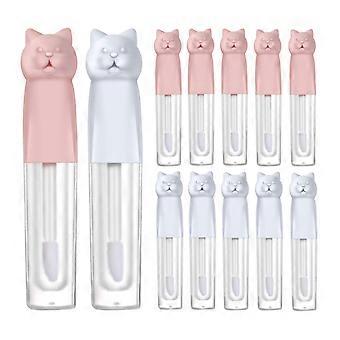 12 PCS Cute Cat Lip Gloss Tubes, Leak-Resistant DIY Containers for Cosmetics, Pink and Blue