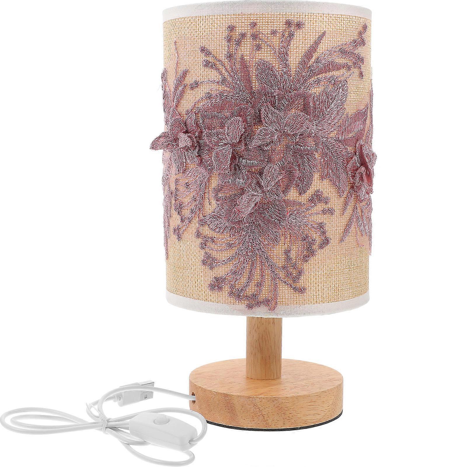 Table Lamp Usb Powered Bedside Light 3d Cloth Lampshade Creative Desk Light