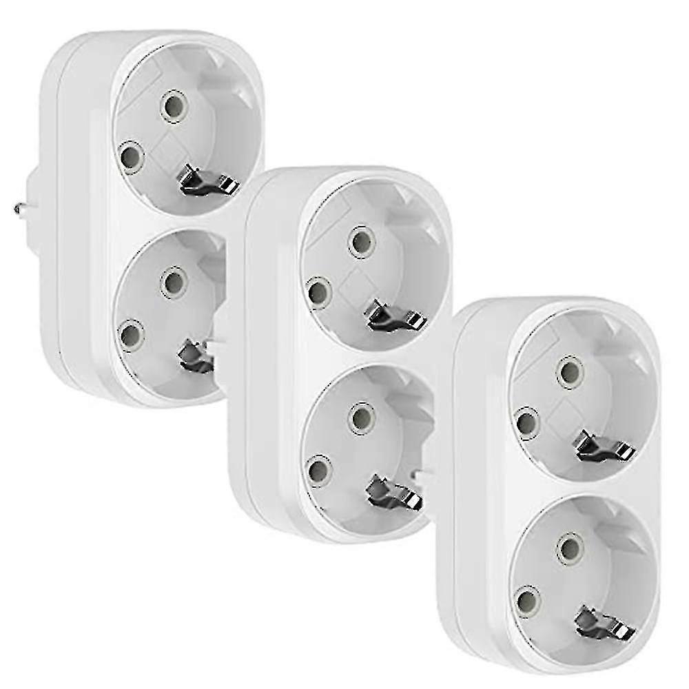 3pcs Socket Adapter, 2 In 1 Double Plug Triple Socket 16a/250v, 3680w Max Double Socket Adapter Eu-JJ