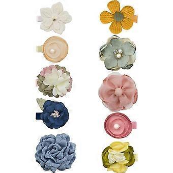 DIY Craft Project med Boho Peony Flower, Mote Hårklipp For Fest, Sateng Stoff Utsmykninger Med Perle Rhinestone Stamen, Myk Elegant Design