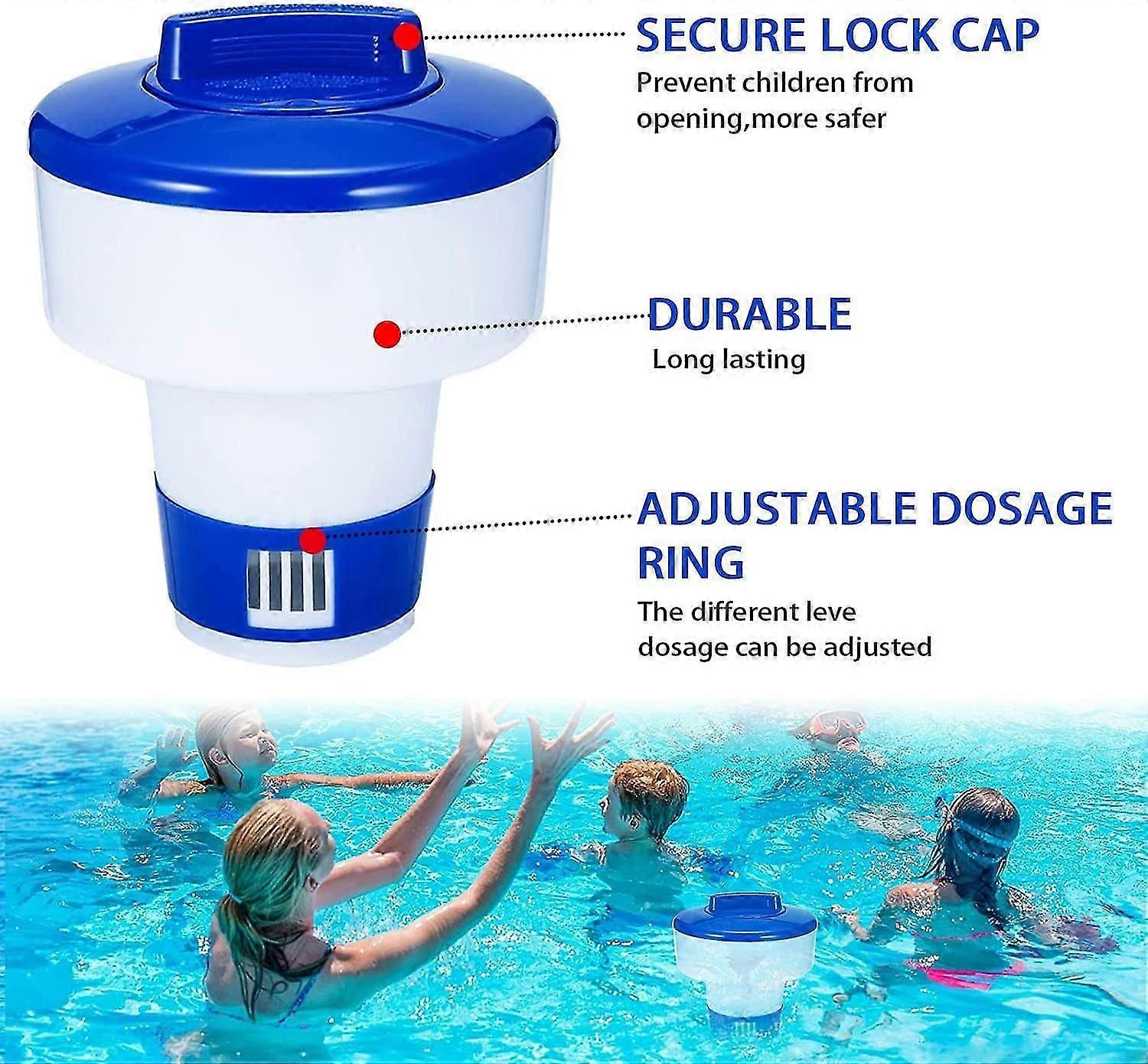 Distribuidor de piscina flutuante, 1pcs 8 Polegadas Ajustável Distribuidor automático de cloro de cloro
