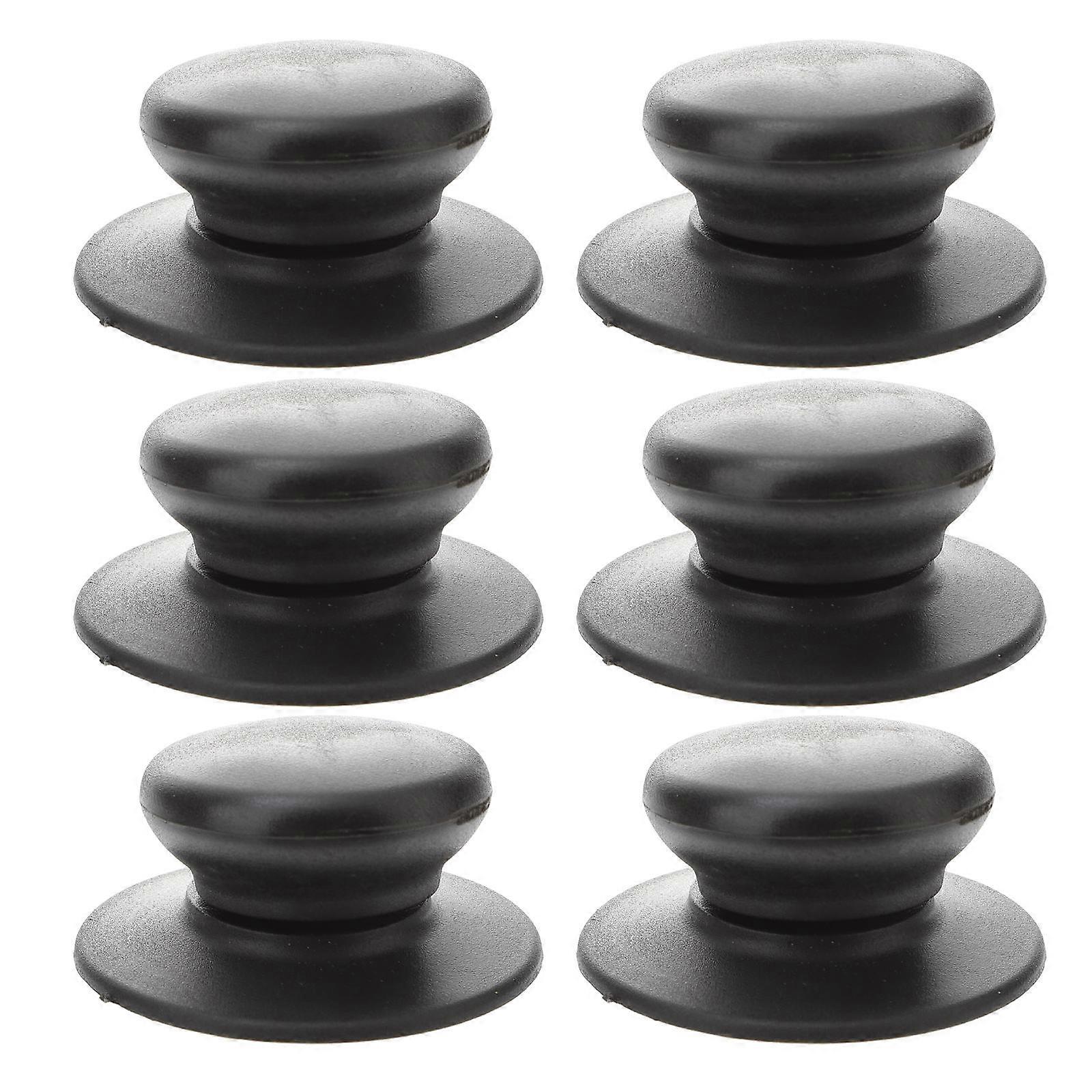 Pot Lid Knobs Replacement Prevent Burns Easy to Install Classic Shape Black 6Pcs