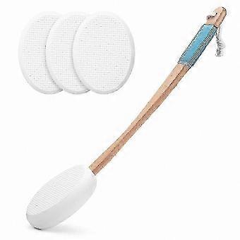 Long Handle Back and Feet Lotion Applicator with 4 Replaceable Pads for Seniors and Women