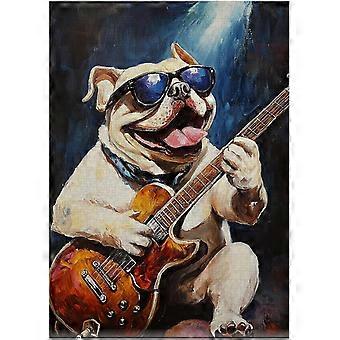 Bulldog Rock Star Jigsaw Puzzle - Musician Dog Playing Guitar on Stage - Decor Puzzles for Music Enthusiasts SQZ624