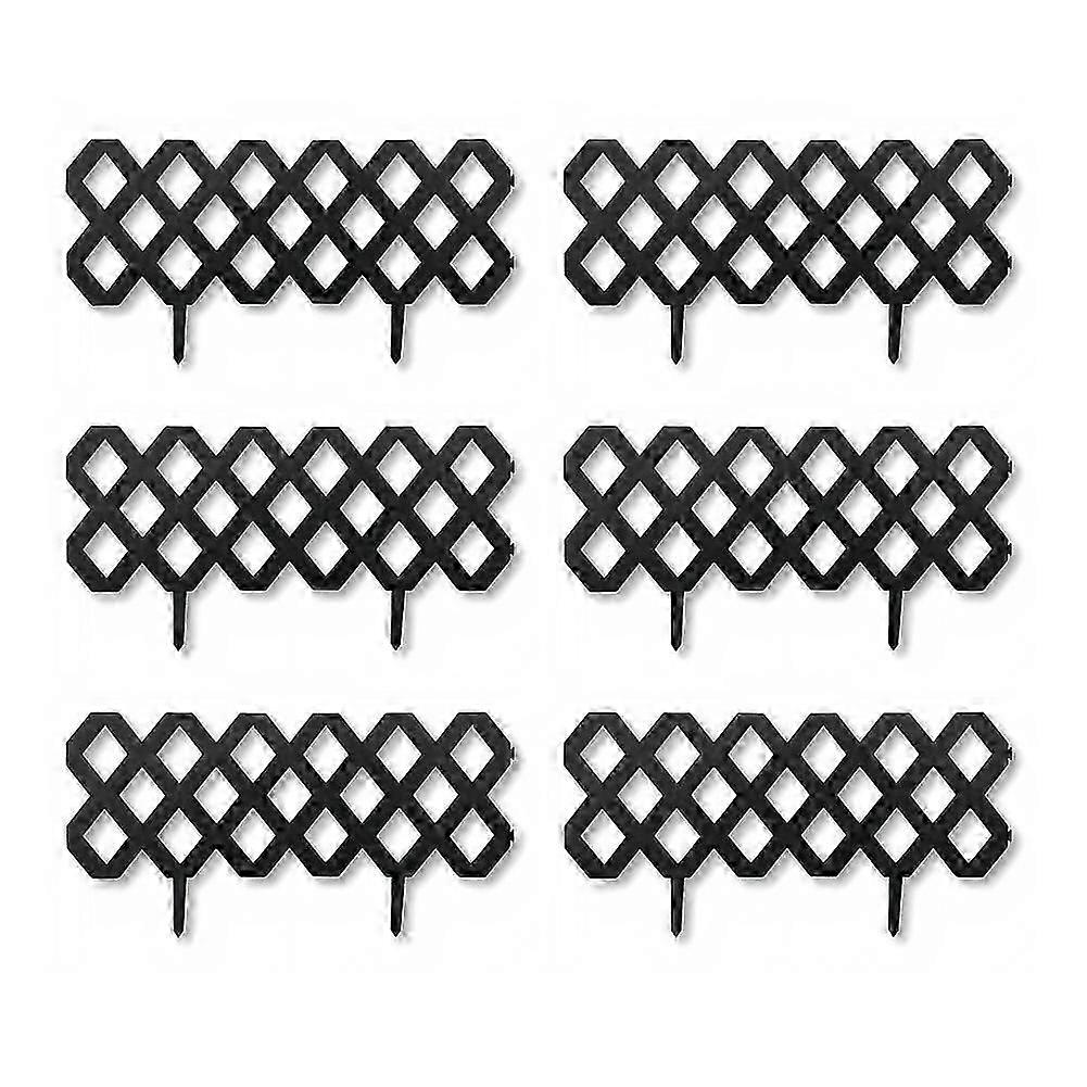 6 Pack Garden Edging Border Modular Interlocking Plastic Fence Panels Black