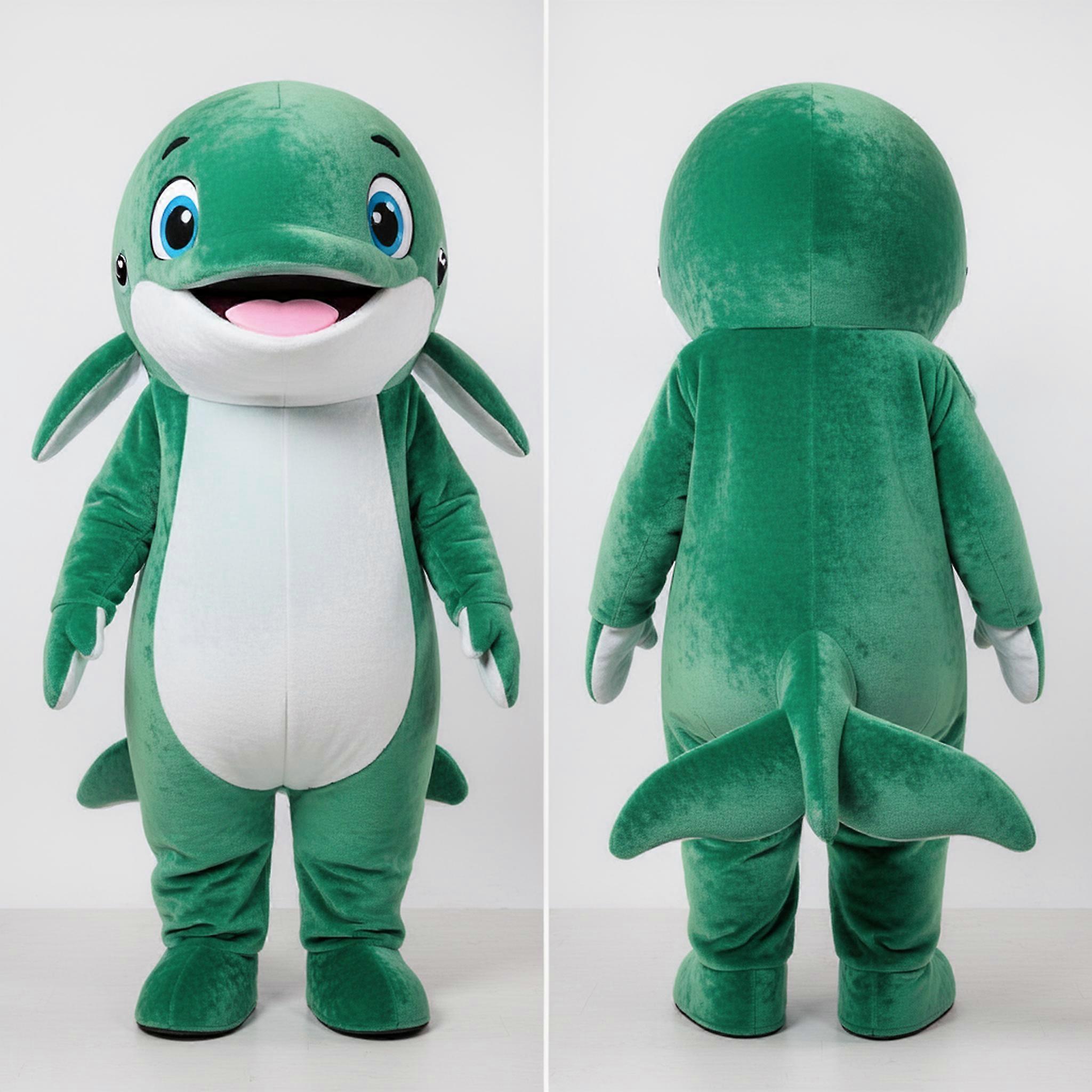MASTICOT Emerald Green Cartoon Humpback Whale Mascot
