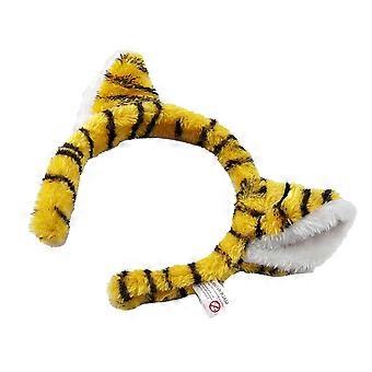 Tigerkopfschmuck zur Dekoration, 2 Stück, gelbes Tierhaarband für Festivals