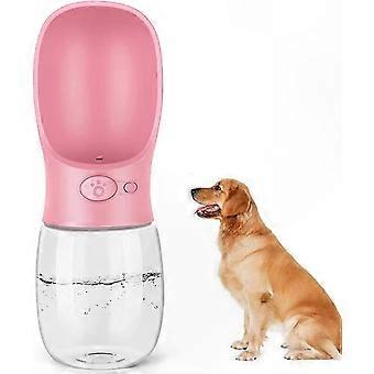 Bärbar läckagesäker vattenflaska för husdjur för utomhusresor, 350 ml rosa vätskedispenser för hundar