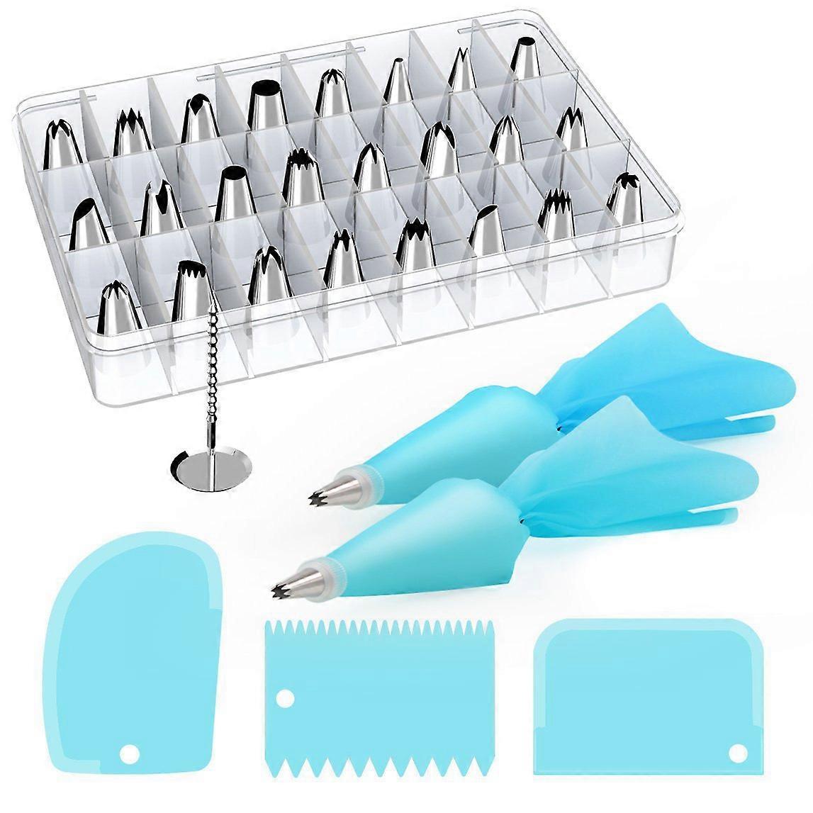 Baking starter kit, Cake Decorating Tools Icing Dispensers  Storage Case(1set, blue)