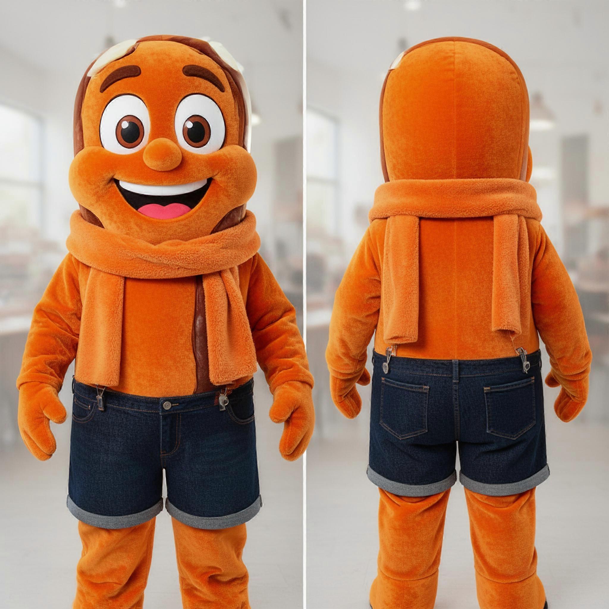 MASTICOT Vibrant Orange Playful Currywurst Mascot