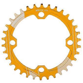Lebycle 34T Mountainbike Kettenrad Rostfreie Aluminiumlegierung Positive und Negative ZahnscheibeGold YMQX)