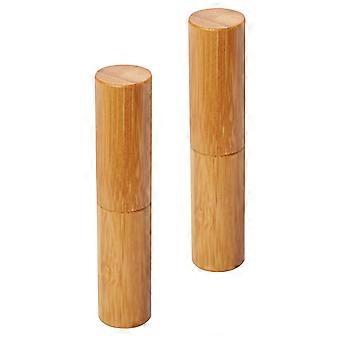 DIY Lipstick Tube Bamboo Lip Color Bottle for Women 2Pcs Golden Set