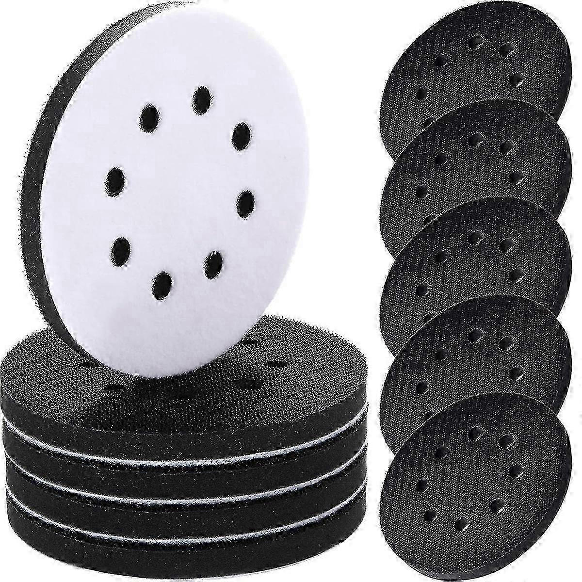 10 Pcs Soft Density Interface Pads 5inch 8 Holes Hook and Loop Sponge Cushion Buffer Backing Pad San