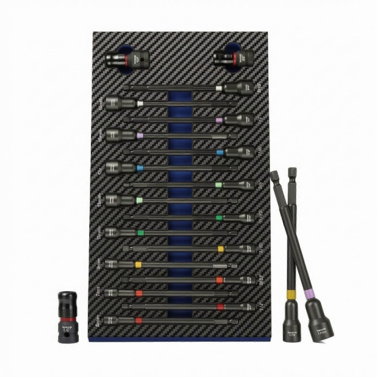 18 Pieces Attracting Socket and Holder Color-Coded Tools Deep for DIYers