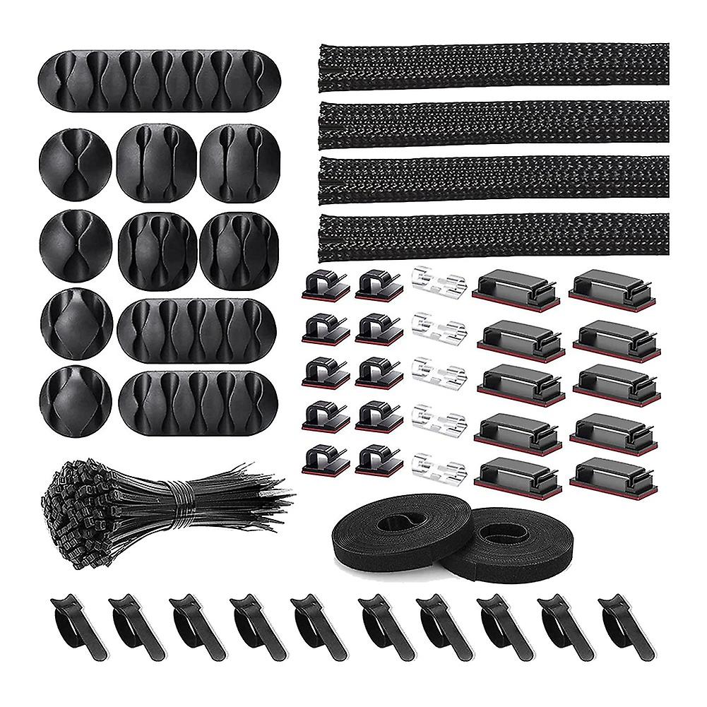 152 Pcs Cord Organizer Kit, Include Adhesive Clips, Cable Sleeves Management Clips
