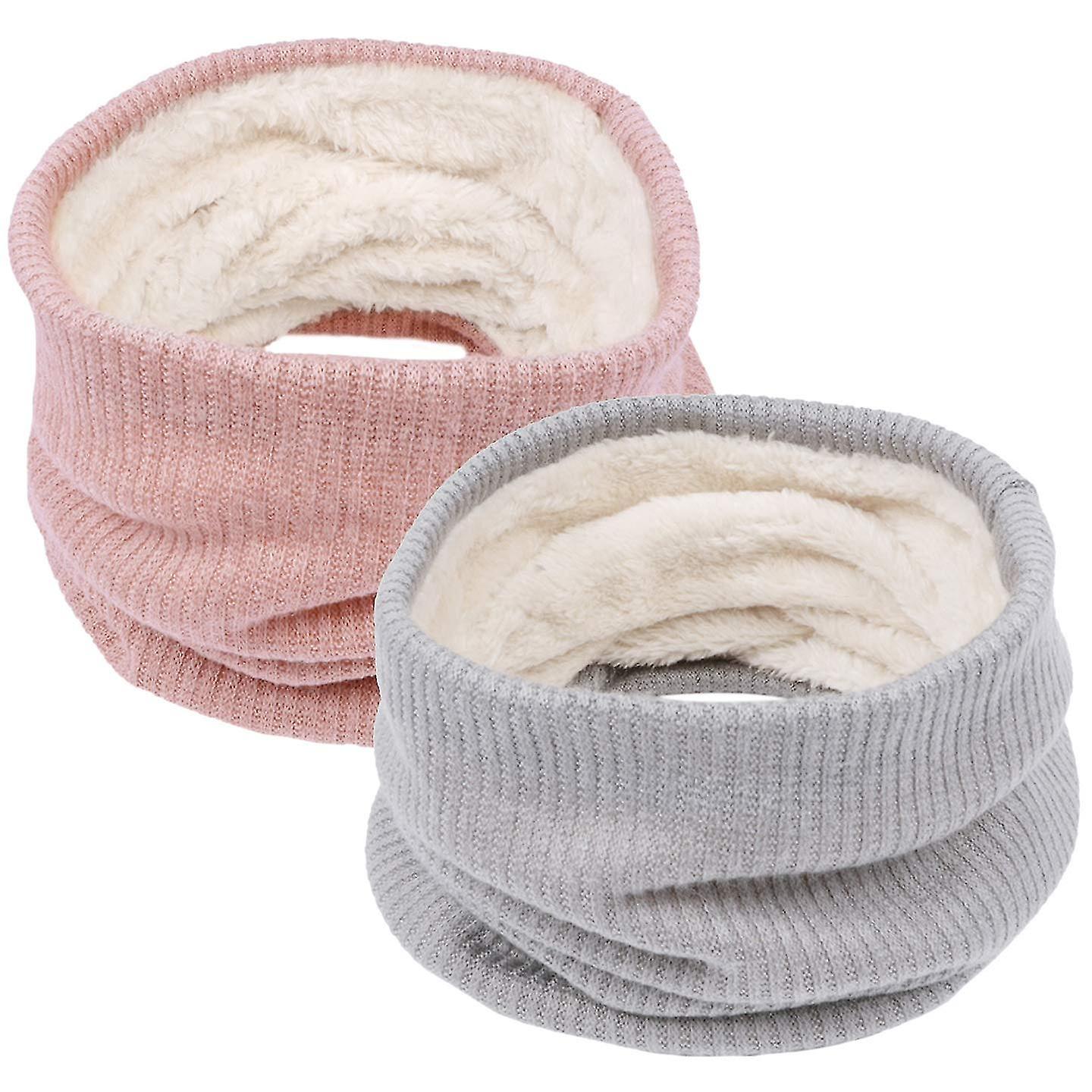 2 Pack Hals Varmere Vinter Varm Infinity Tørklæde Dobbelt lag tyk fleece vindtætte tørklæder gaver til kvinder mænd