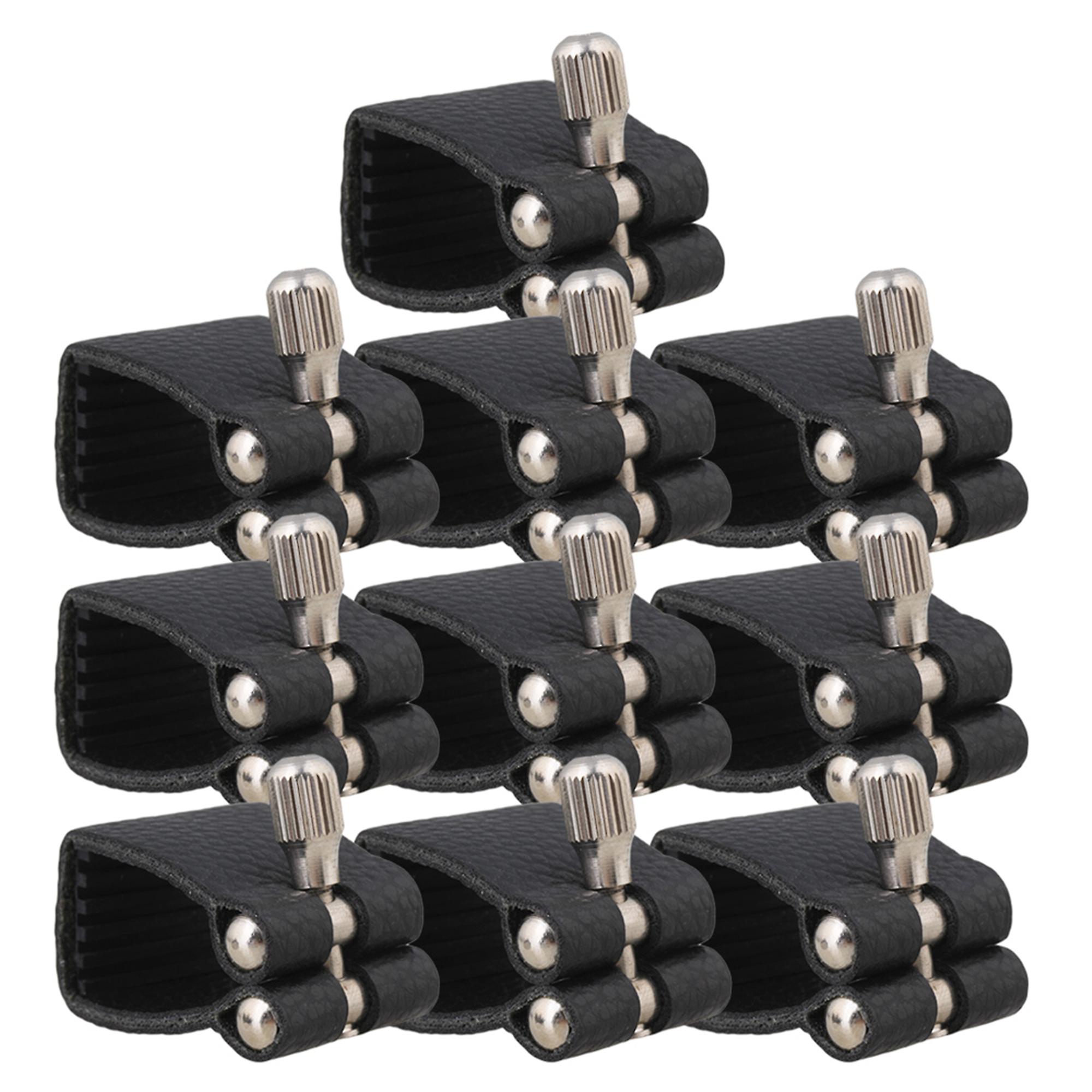 10PCS Alto Sax Saxophone Artificial Leather Ligature Fastener Black