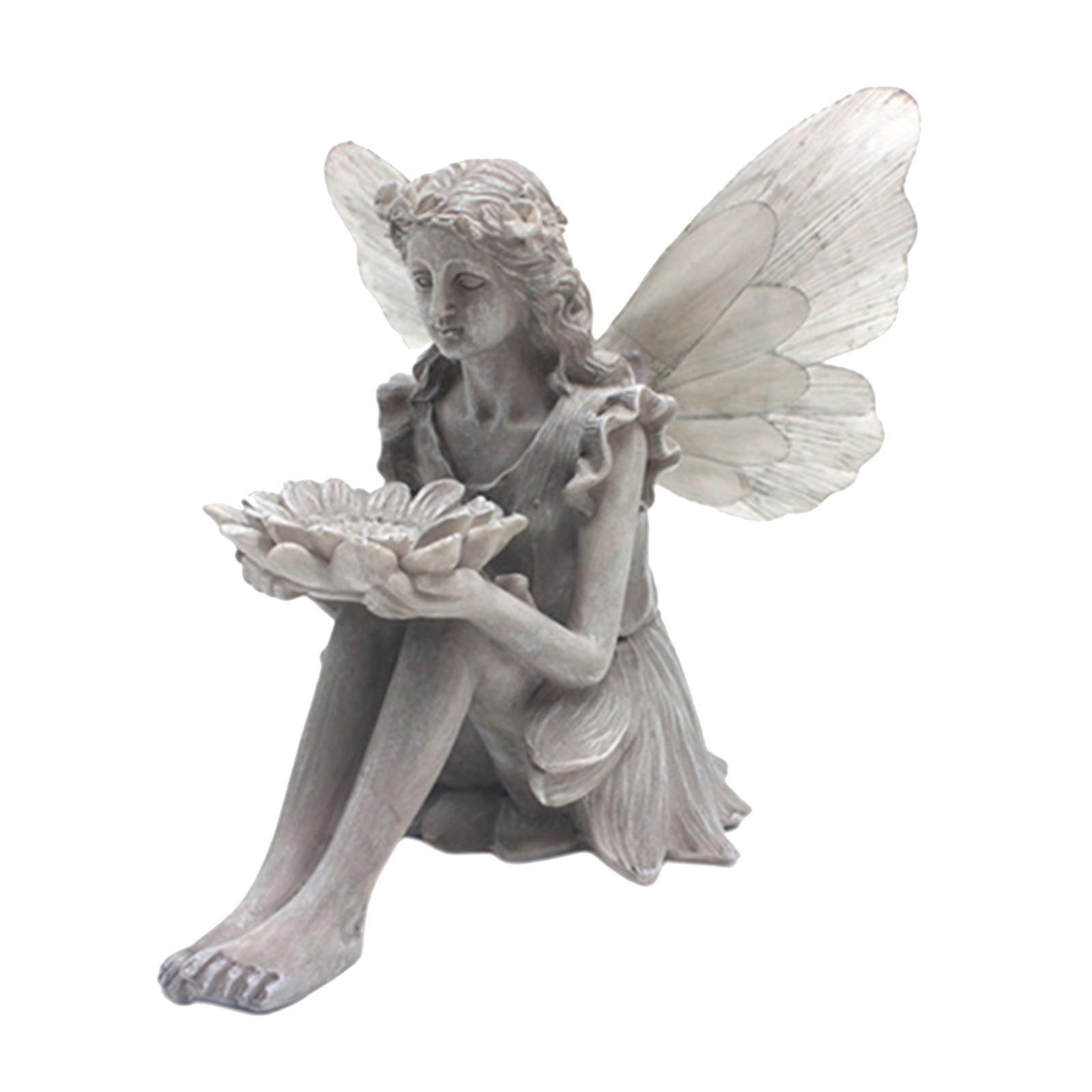 Charming Fairy Statue Yard Solar Light Angel Figurine Home Porch Sculpture