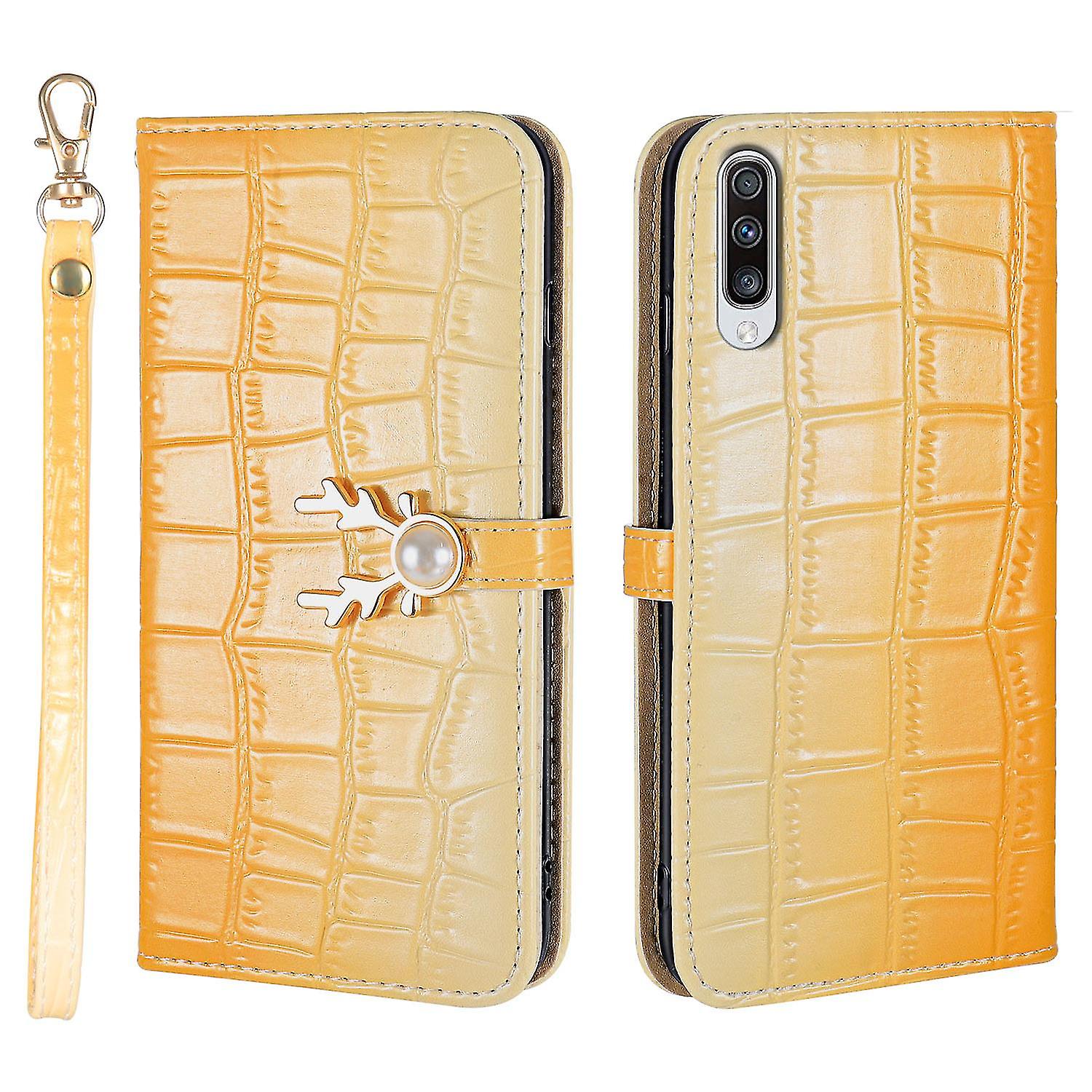 Elk Pattern Phone Case For Samsung Galaxy A70 With Card Holder, Lanyard, Pu Leather Material, Wallet Function, Corner Fall Protection