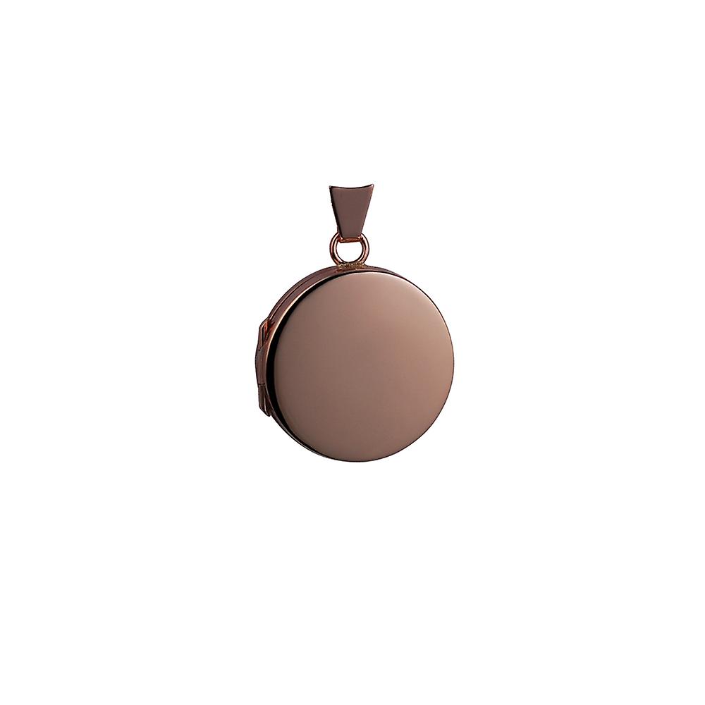 9ct Rose Gold 20mm plain flat round Locket