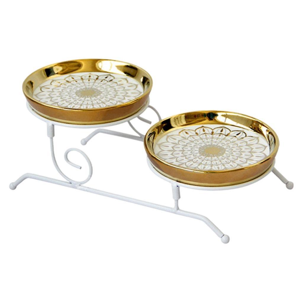 Decorative Serving Tray 2 Layer Cake Stand Centrepiece Kitchen Storage feather