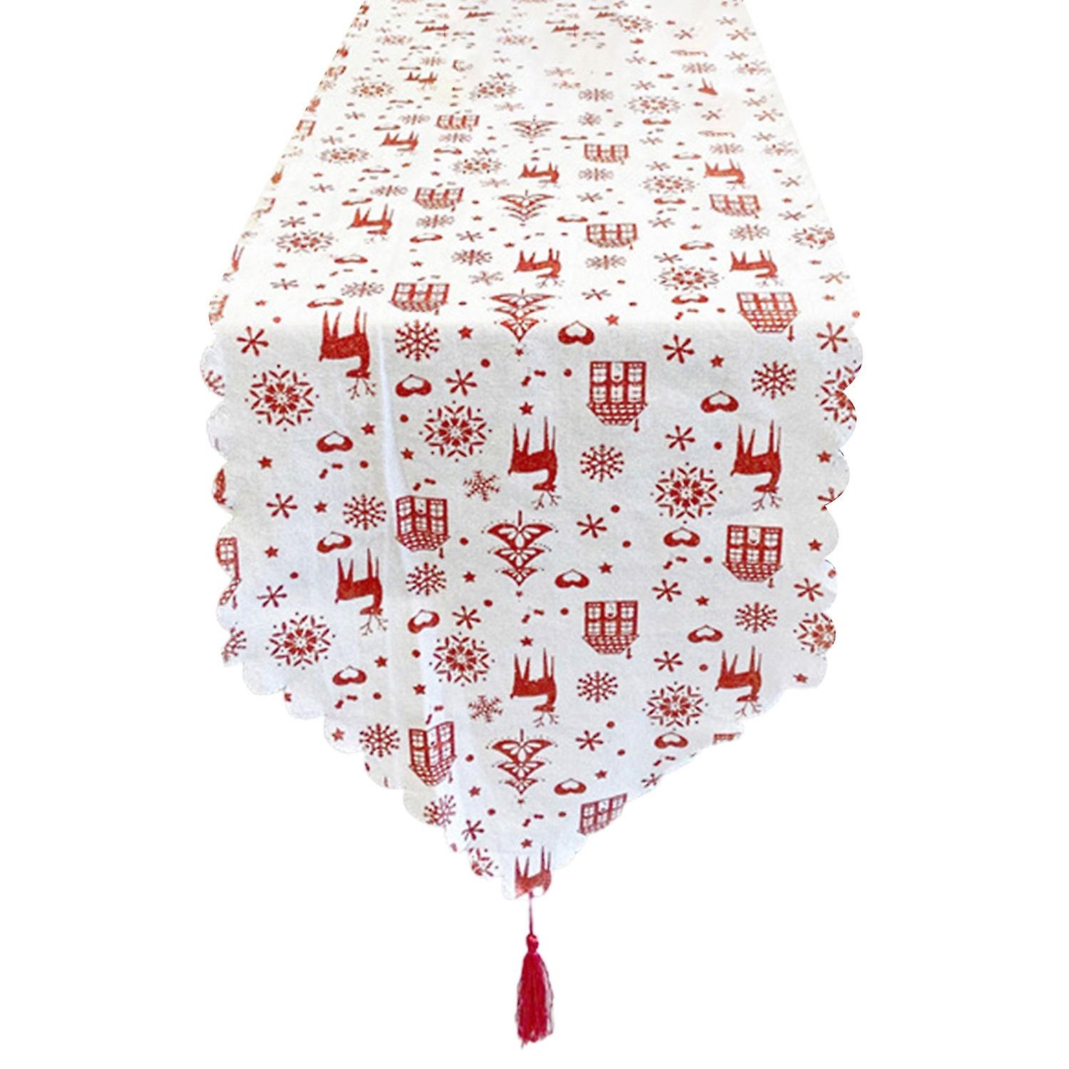 Table Runner Fade-less Reusable Soft Touch Fine Texture Elk Christmas Tablecloth for Christmas