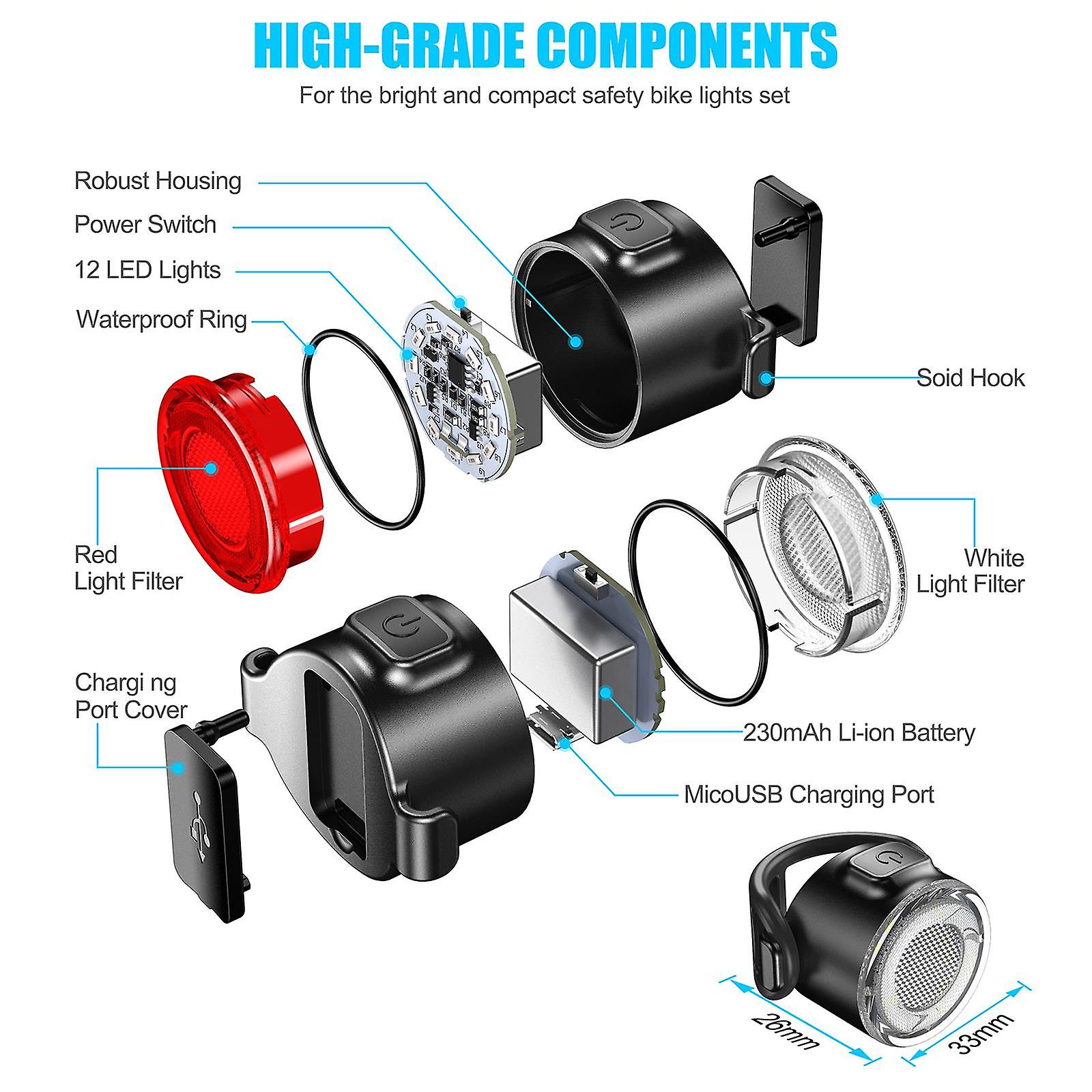 Valuebuy Battery USB Rechargeable LED Bicycle Headlight – Front Bike Light Black - View #4