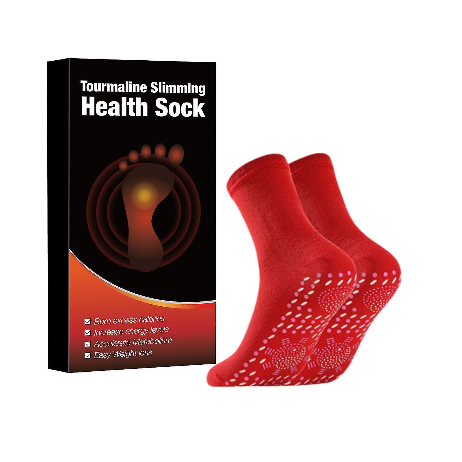2 Pairs Tourmaline Slimming Health Sock, Tourmaline Acupressure Self-heating Shaping Socks