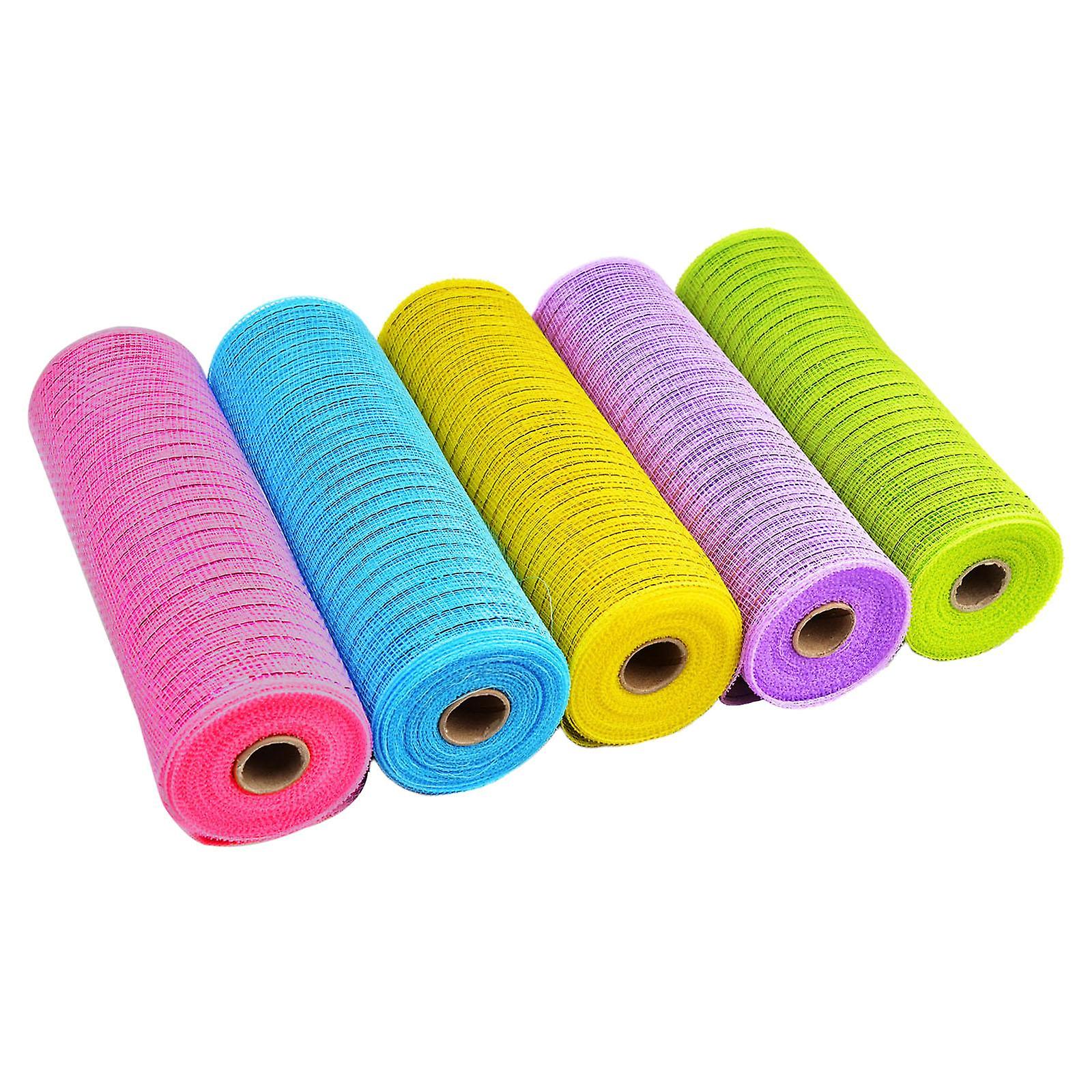 5Rolls Dekor Mesh Kurdele 6 "x10yds Cadılar Bayramı Çelenkleri Yağmalar için Metalik Folyo