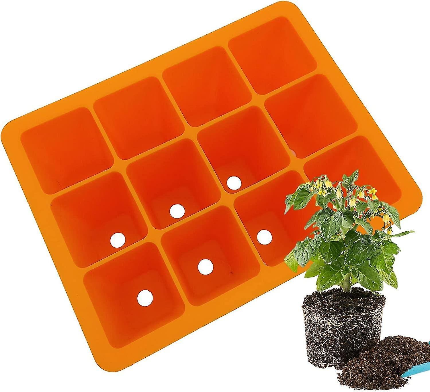 Silicone Seed Tray for Seedlings - Reusable Seed Starting Tray, 12 Cell Seedling Pots for Vegetables and Flowers