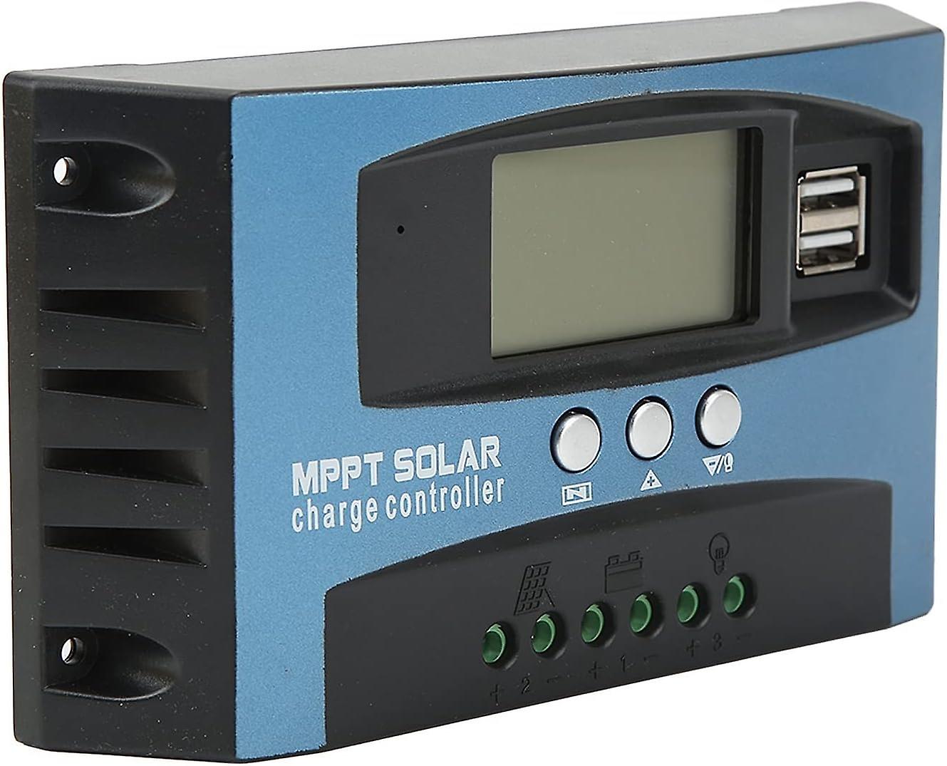 Solar Controller, Solar Panel Regulator Large Screen 2 USB Output Over Current Protection 12 24V Sel