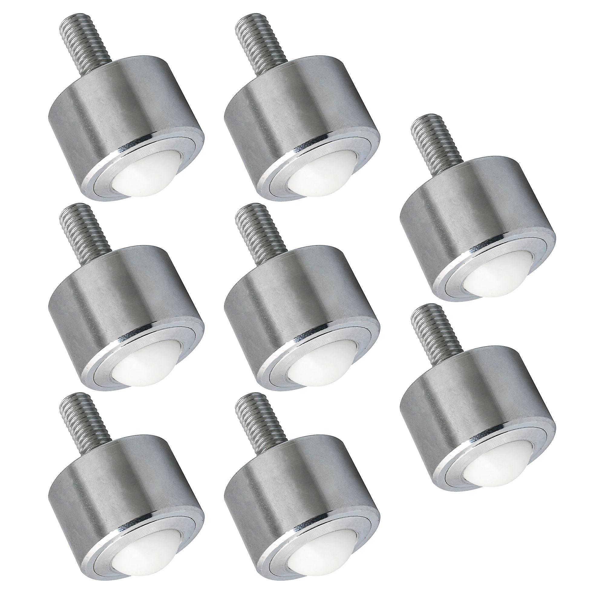 8Pcs Transfer Bearing Flange Mount Nylon Roller 0.87Inch 198lbs Capacity