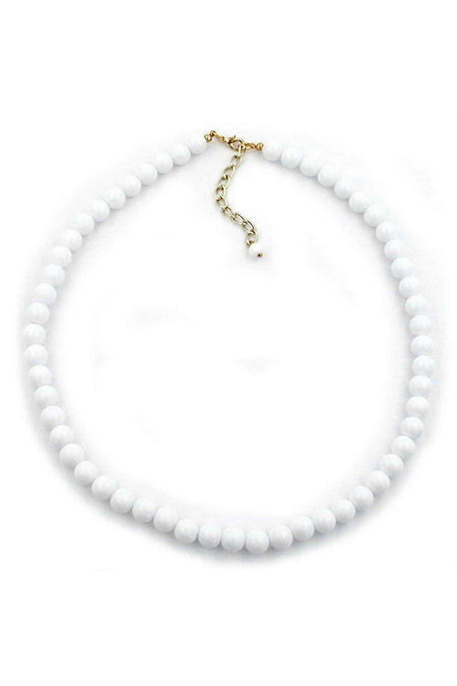 Necklace Beads 6mm White Shiny - Gl02328