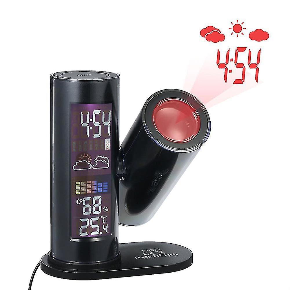 Digital LCD Projection Thermometer Hygrometer Clock with 360 Rotation